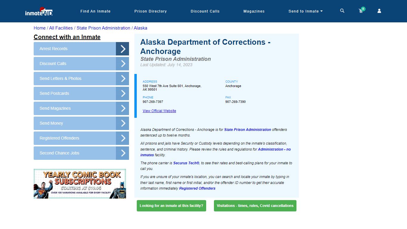 Alaska Department of Corrections - Anchorage & Inmate Search ...