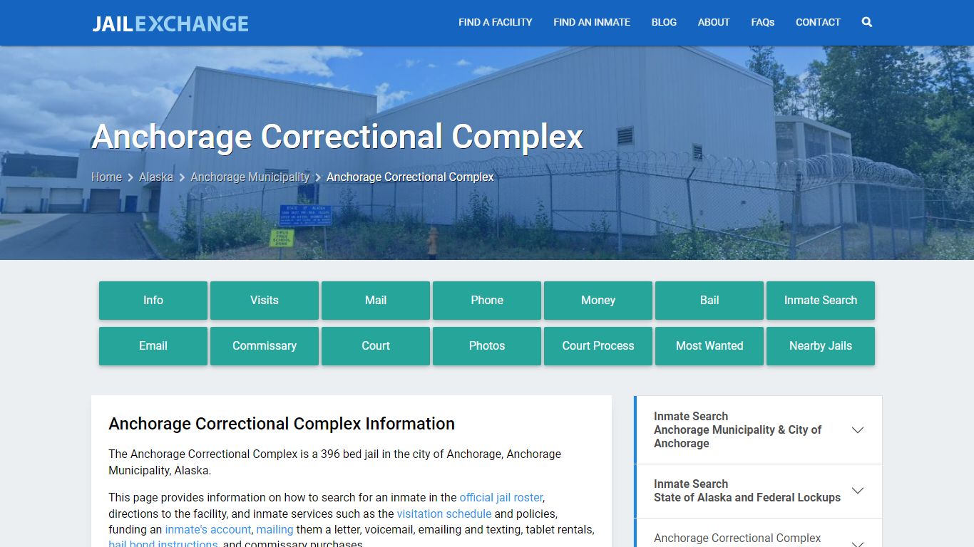 Anchorage Correctional Complex, AK Inmate Search, Information