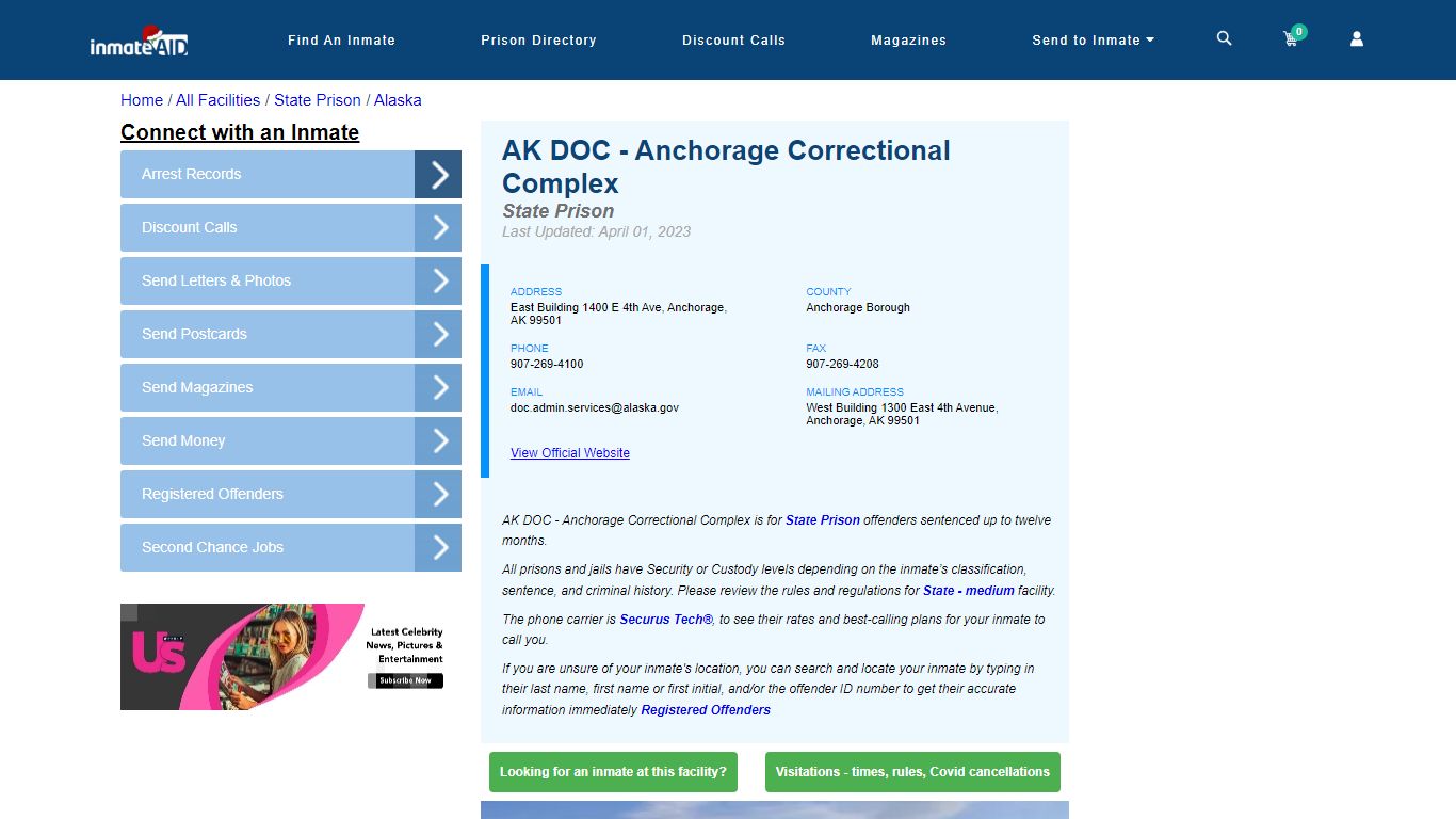 AK DOC - Anchorage Correctional Complex - InmateAid