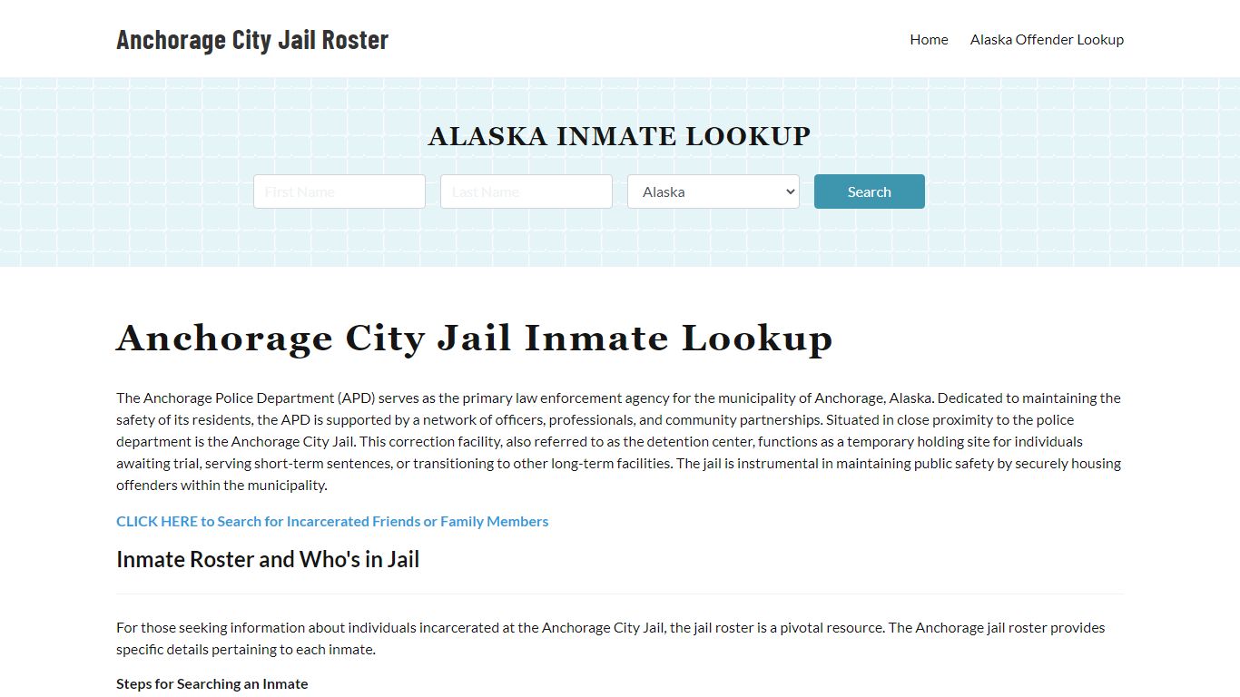 Anchorage Police Department & City Jail, AK Inmate Roster, Arrests ...